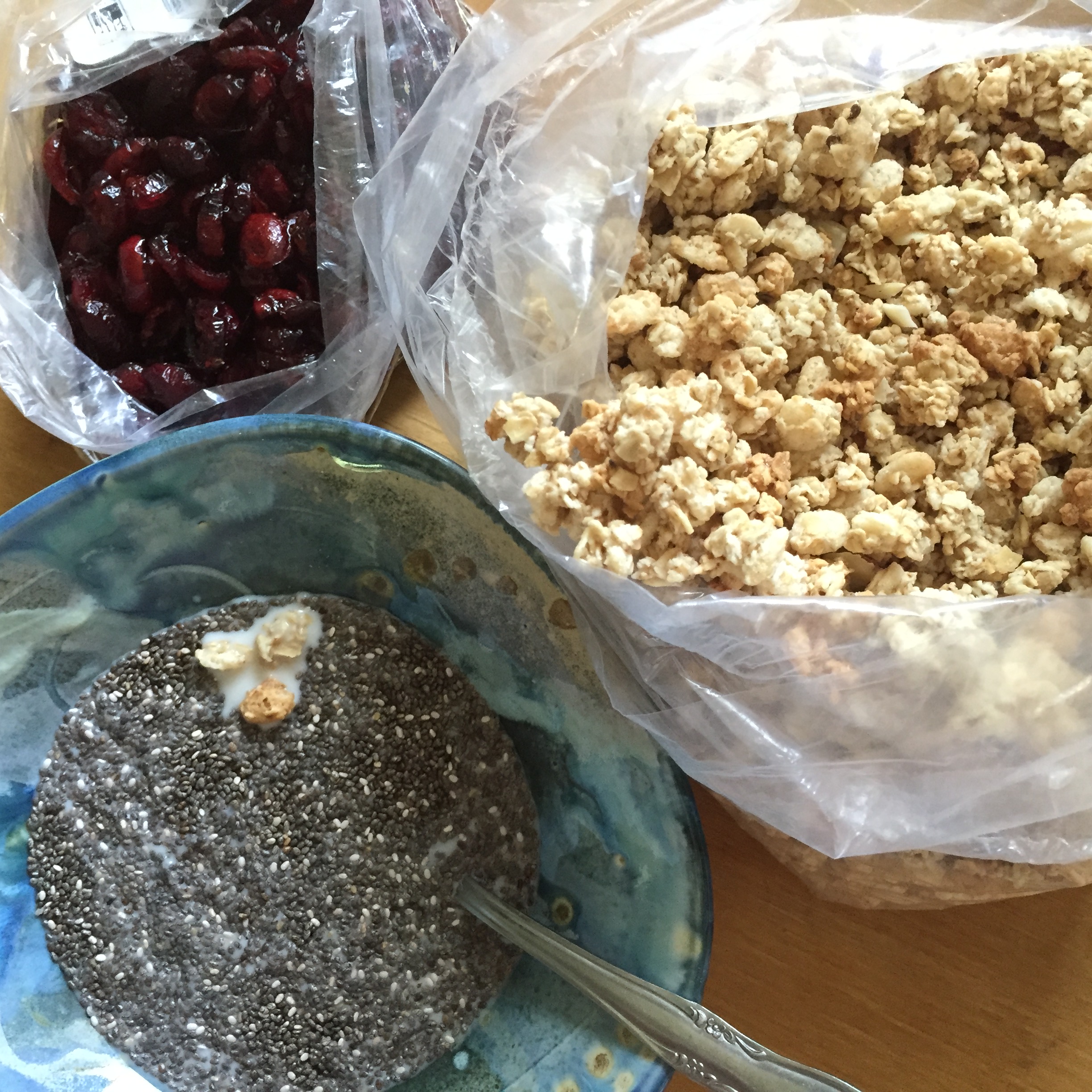 Dried Cranberries, Granola, Chia Seeds