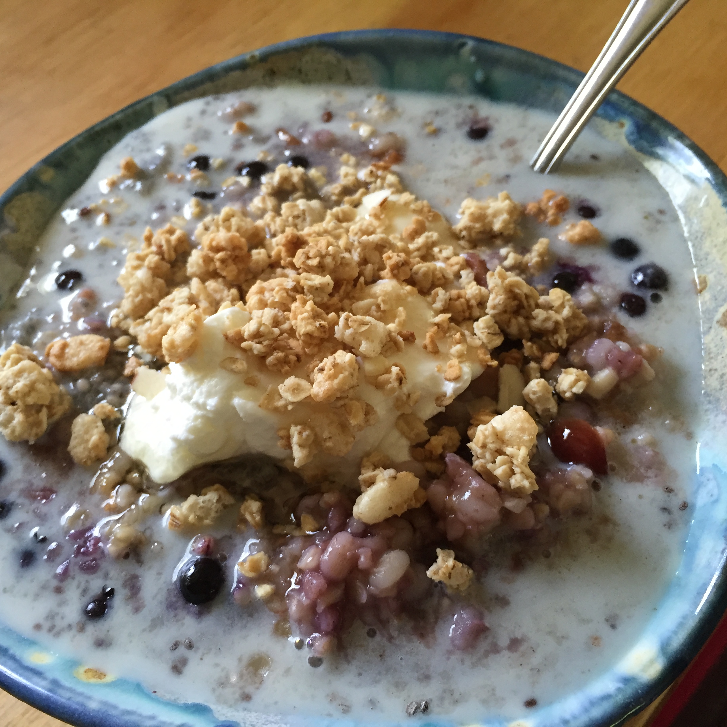 Blueberry, Granola, Greek Yogurt, Coconut Milk, Black Chia Seeds