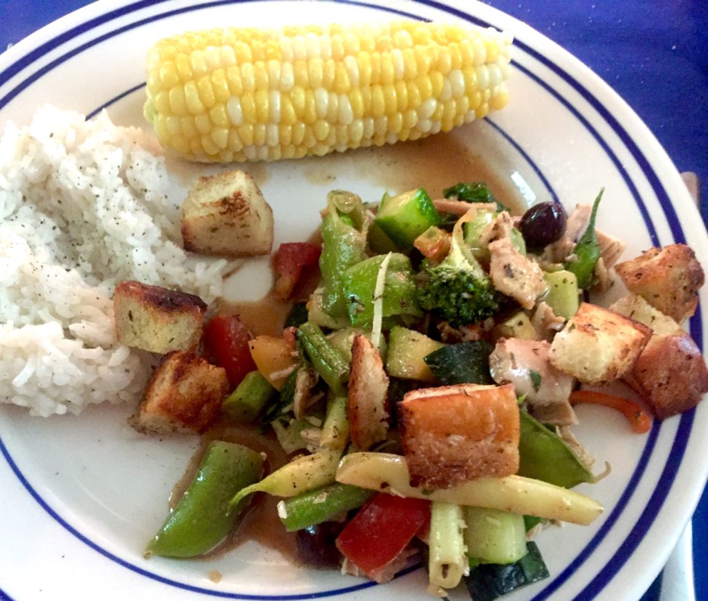 Garden-veggie Panzanella Salad, Herbed Rice