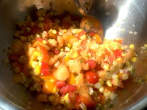 Sweet Corn, Sungold, Cantaloupe Salsa