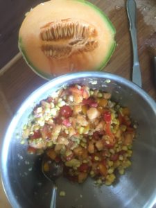 Roasted Sweet Corn and Cantaloupe Salsa